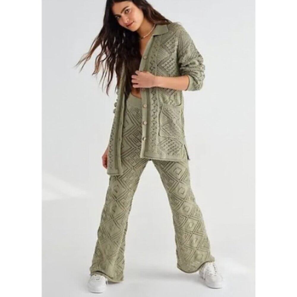 NWT Free People Beach Women's Get Away Fauxchet Set in Frosted Fern Green Size S